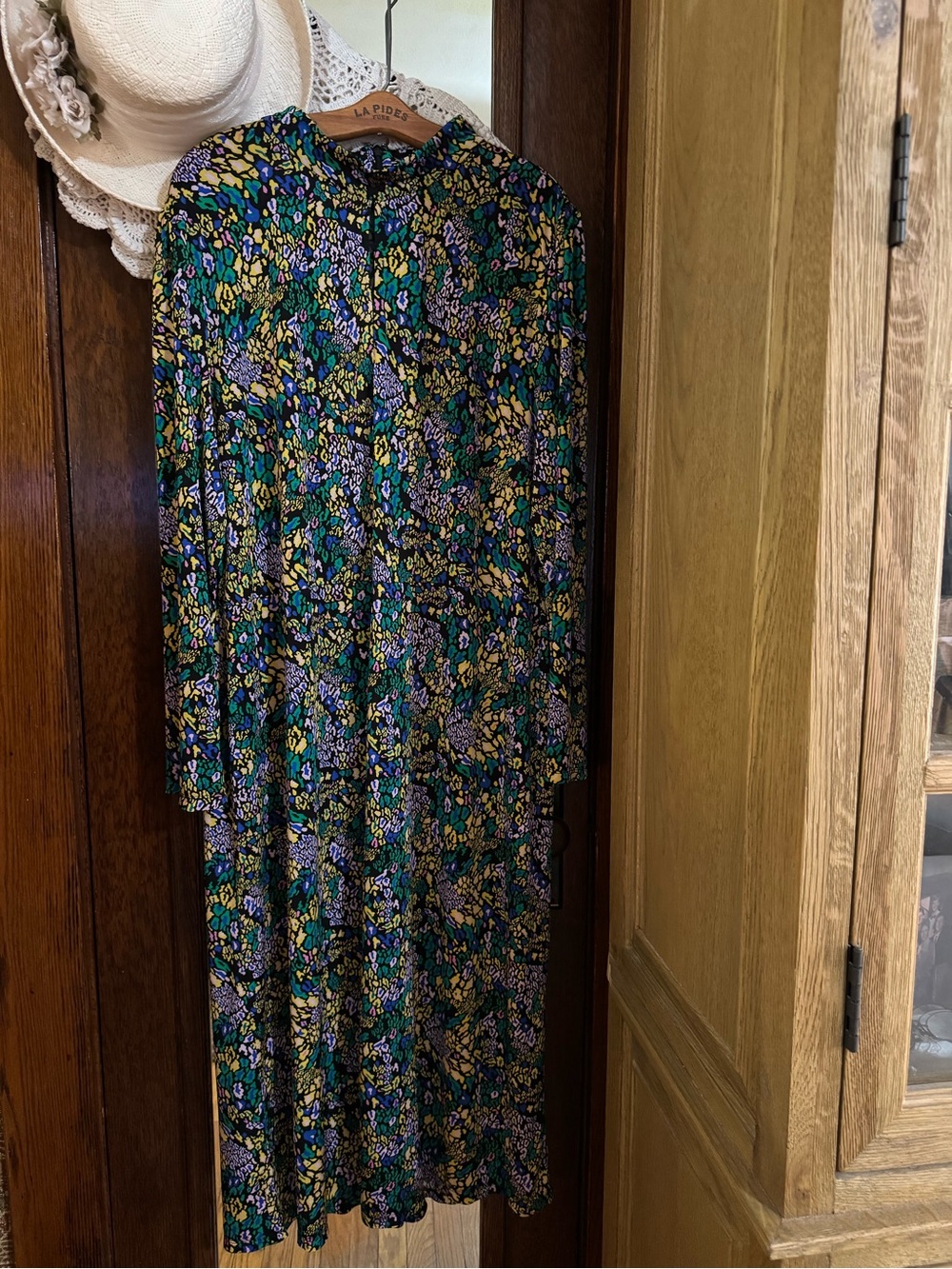 Tanya Taylor Long-Sleeve Floral Midi Dress in Green Multi